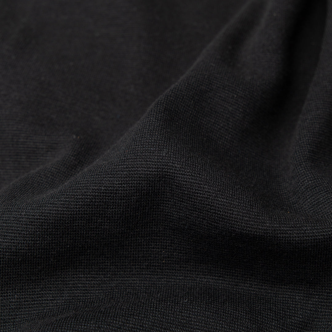Recycled polyester organic cotton spandex rib 1x1 black 12-12.5 oz