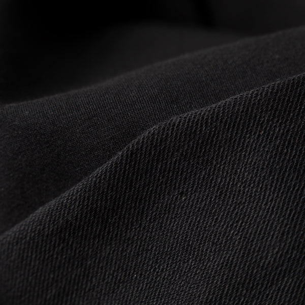 French terry effet sergé coton biologique spandex avec finition à l&#39;enzyme noir